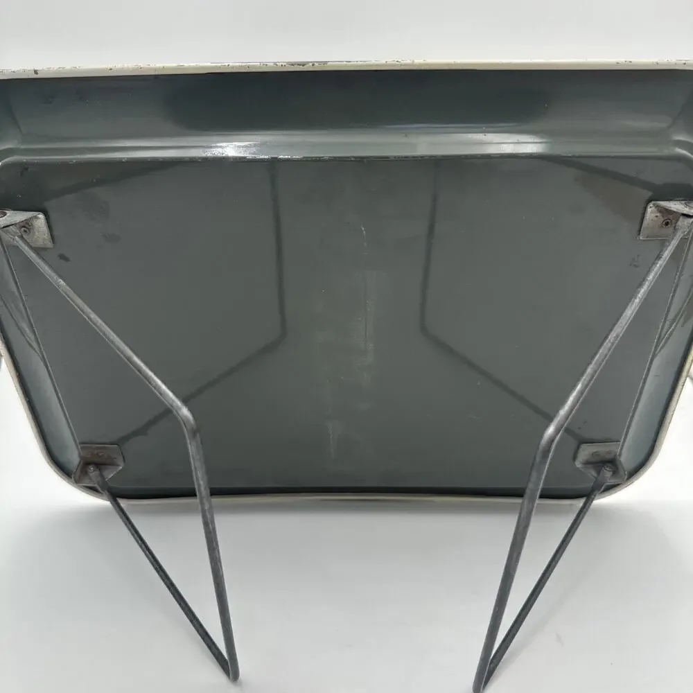 Vintage Metal TV Lap Tray Folding Legs Floral Pattern Mid Century Retro